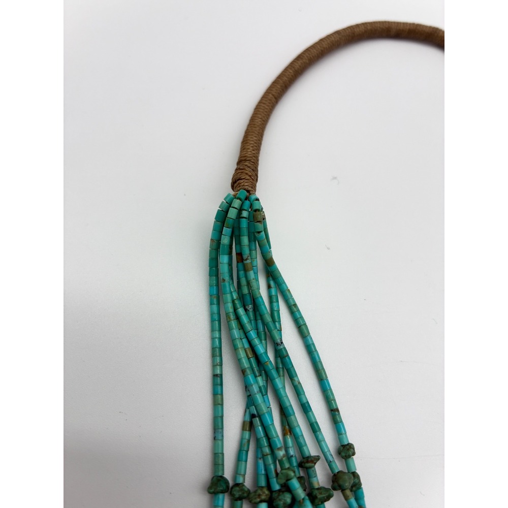 Santo Domingo Kewa Style 10 Strand Fine Turquoise Heishi Nugget Necklace 28" - Picture 3 of 6